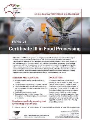Certificate III in Food Processing