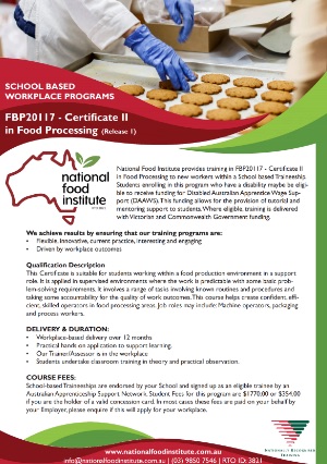Certificate II in Food Processing