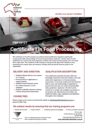 Certificate III in Food Processing